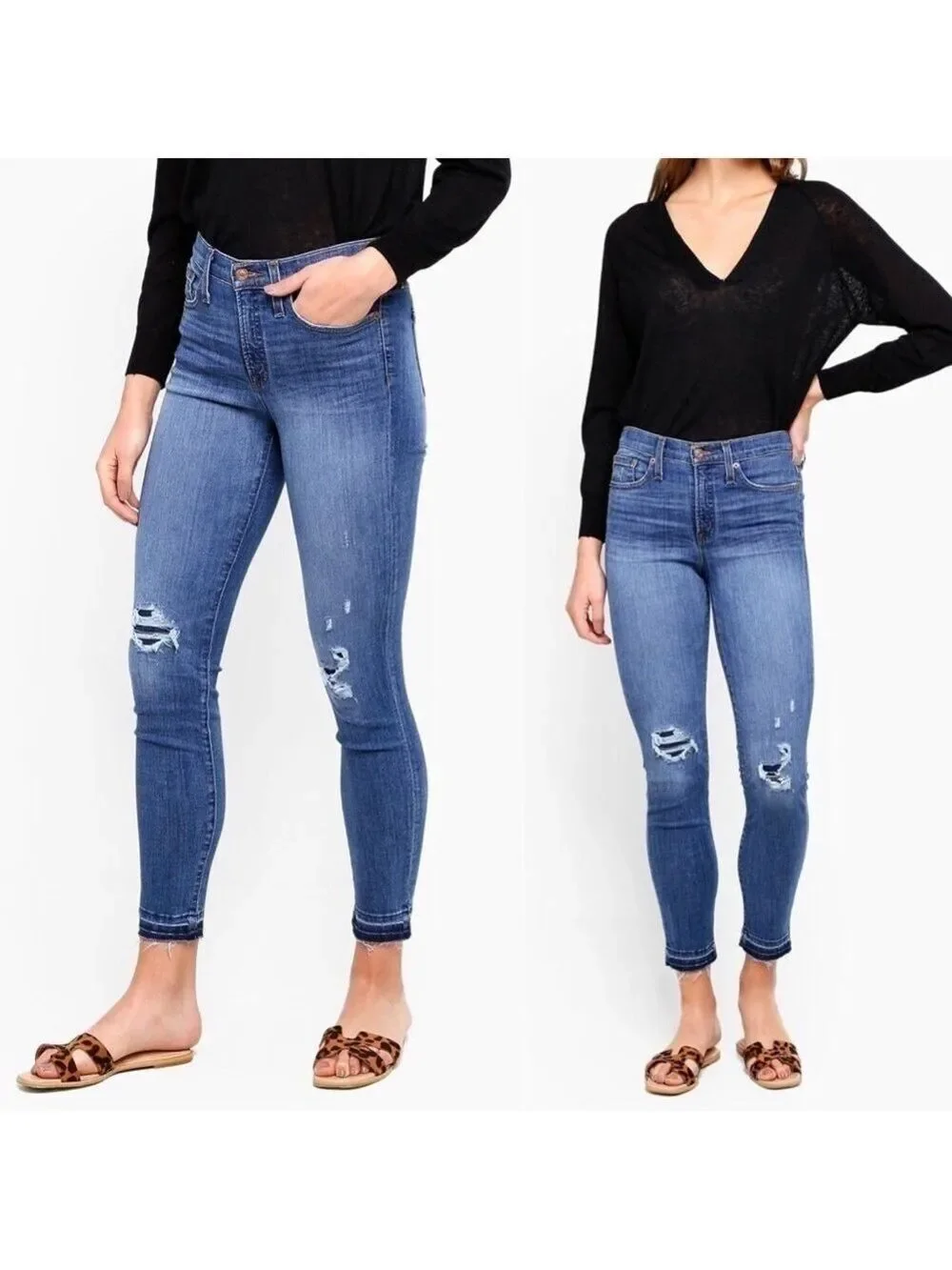 J. Crew High Rise Toothpick Distressed Jeans